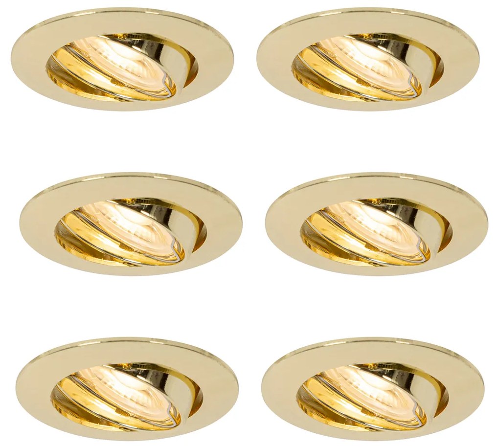 Комплект от 6 вградени прожектора месинг GU10 35 mm - Edu