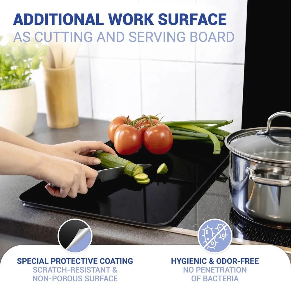 Комплект от 2 стъклени капака за печка Universal black - Wenko