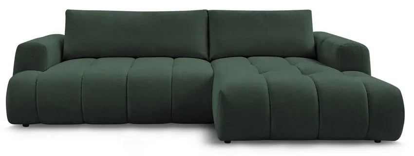 Зелен сгъваем/с място за съхранение ъглов диван (десен ъгъл) Fuji – Bobochic Paris