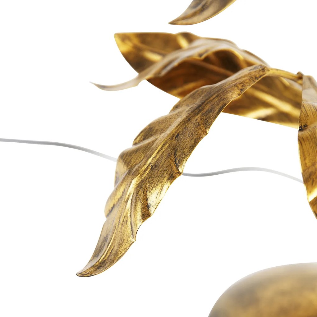 Винтидж настолна лампа антично злато със зелен абажур - Linden