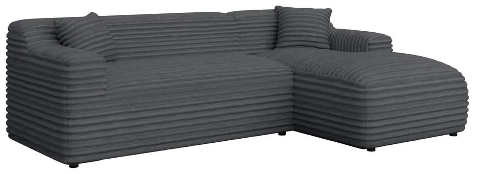 Тъмносив ъглов диван от рипсено кадифе (десен ъгъл) Martin – Ropez