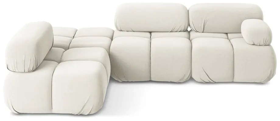 Бял кадифен модулен ъглов диван (ляв ъгъл) Lokua – Makamii