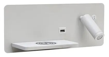 Immax 08286L-LED Стенна лампа с рафт, USB и безжично зареждане LED/3W/230V + LED/3W