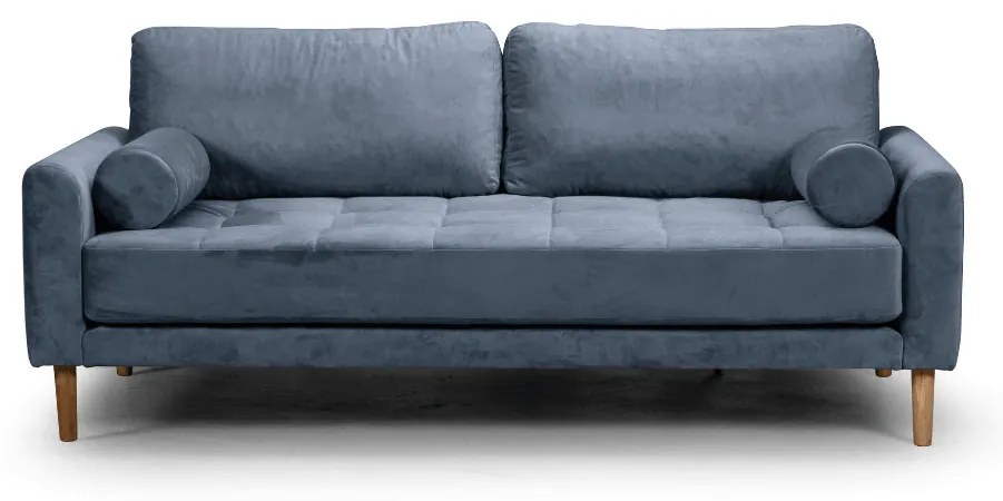 Двуместен диван Midcentury в светлосиво кадифе, 180/93/66 см