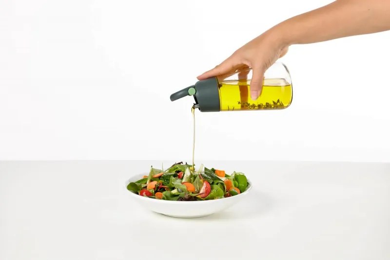 Бутилка за олио/зехтин Lekue 1010190, 8x17.4 см, 400 мл, +4/+80°C, Плавно изливане, Стъкло, Зелен