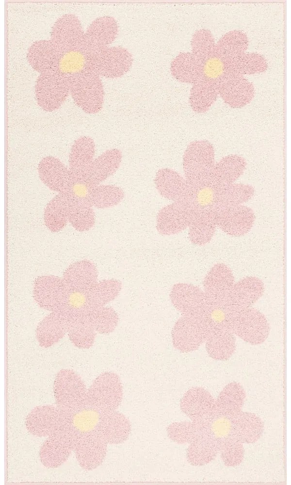 Детски килим в цвят слонова кост и розово 80x150 cm Dazzy Rose – FD