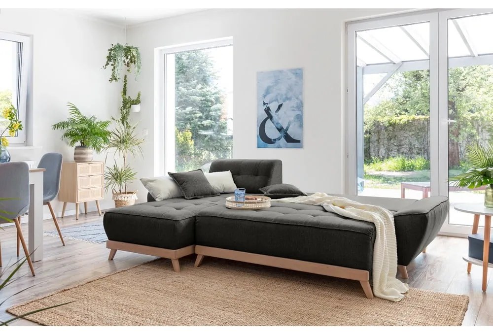 Тъмно сив разтегателен диван променлив ъглов диван Dazzling Daisy - Miuform