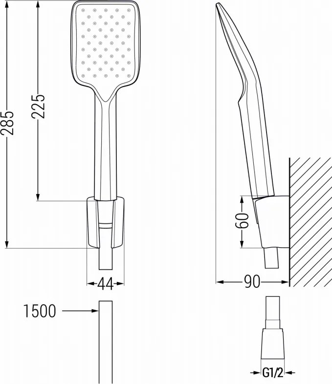 Mexen R-62 точков душ комплект, черен - 785625052-70