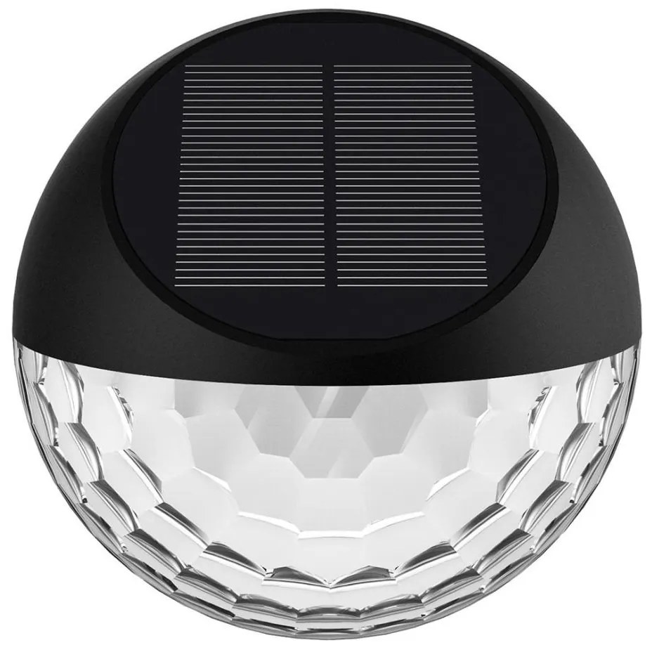 Aigostar - LED соларен стенен фенер 2W 1,2V черен 2700K IP44