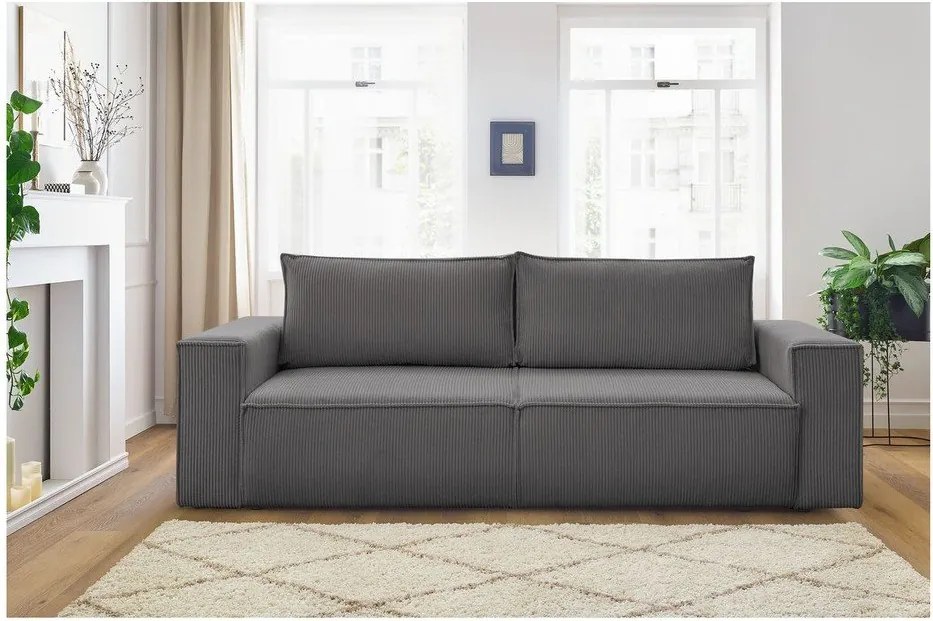 Тъмносив диван от велур 245 cm Nihad - Bobochic Paris