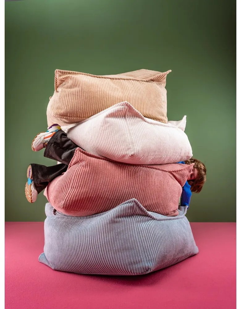 Розов детски пуф от рипсено кадифе Square – Wigiwama