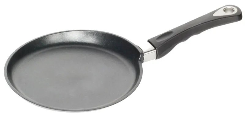 Тиган за палачинки AMT Gastroguss 124, 24 см, Алуминиева отливка, Незалепващо покритие Lotan®, До 240°C, Черен