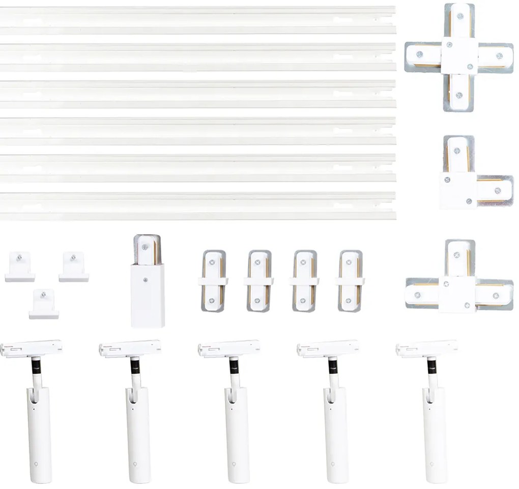 Модерна релсова осветителна система с 5 прожектора бяла 1-фазна GU10 35mm - Iconic Jeana Luxe