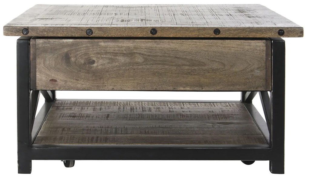 Маса за кафе с повдигаща се горна част DKD Home Decor 116 x 74 x 44 cm Метал Дърво манго