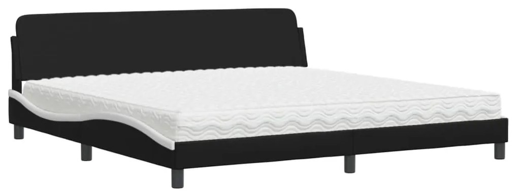 3208482 vidaXL Легло с матрак Dover, черно и бяло, 200x200 см, изкуствена кожа