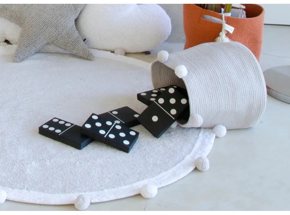 Светлосив ръчно изработен памучен детски килим подходящ за пране ø120 cm Bubbly – Lorena Canals