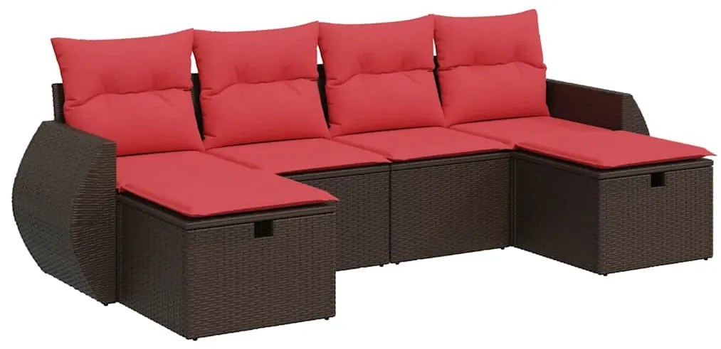 3325630 vidaXL Градински комплект с възглавници, 6 части, кафяв, полиратан