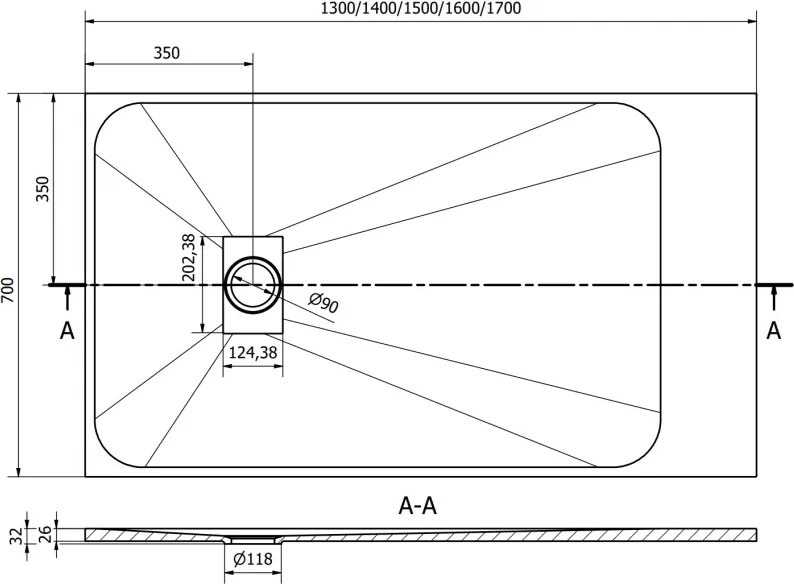 Mexen Hugo правоъгълно корито SMC 130 x 70 cm, бяло - 42107013