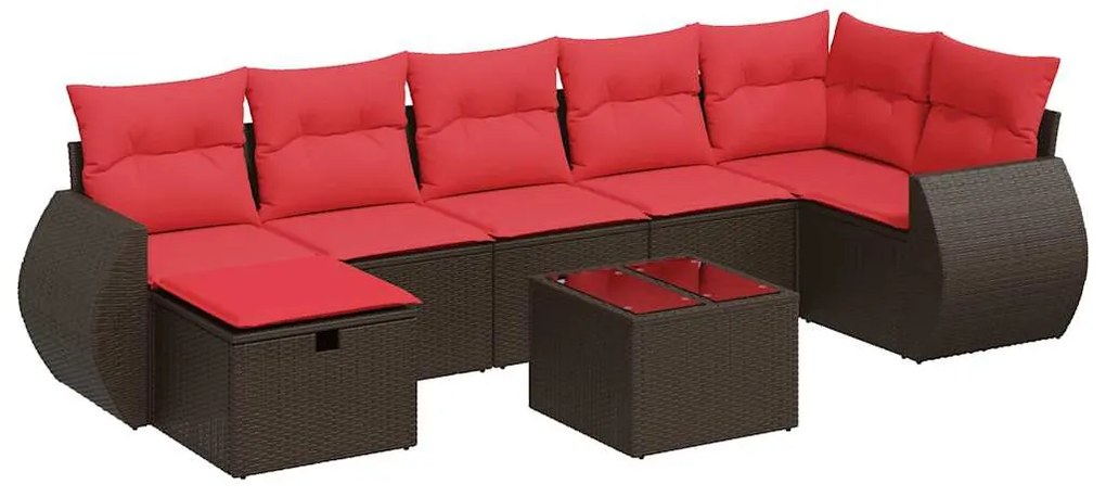 3325620 vidaXL Градински комплект с възглавници, 8 части, кафяв, полиратан