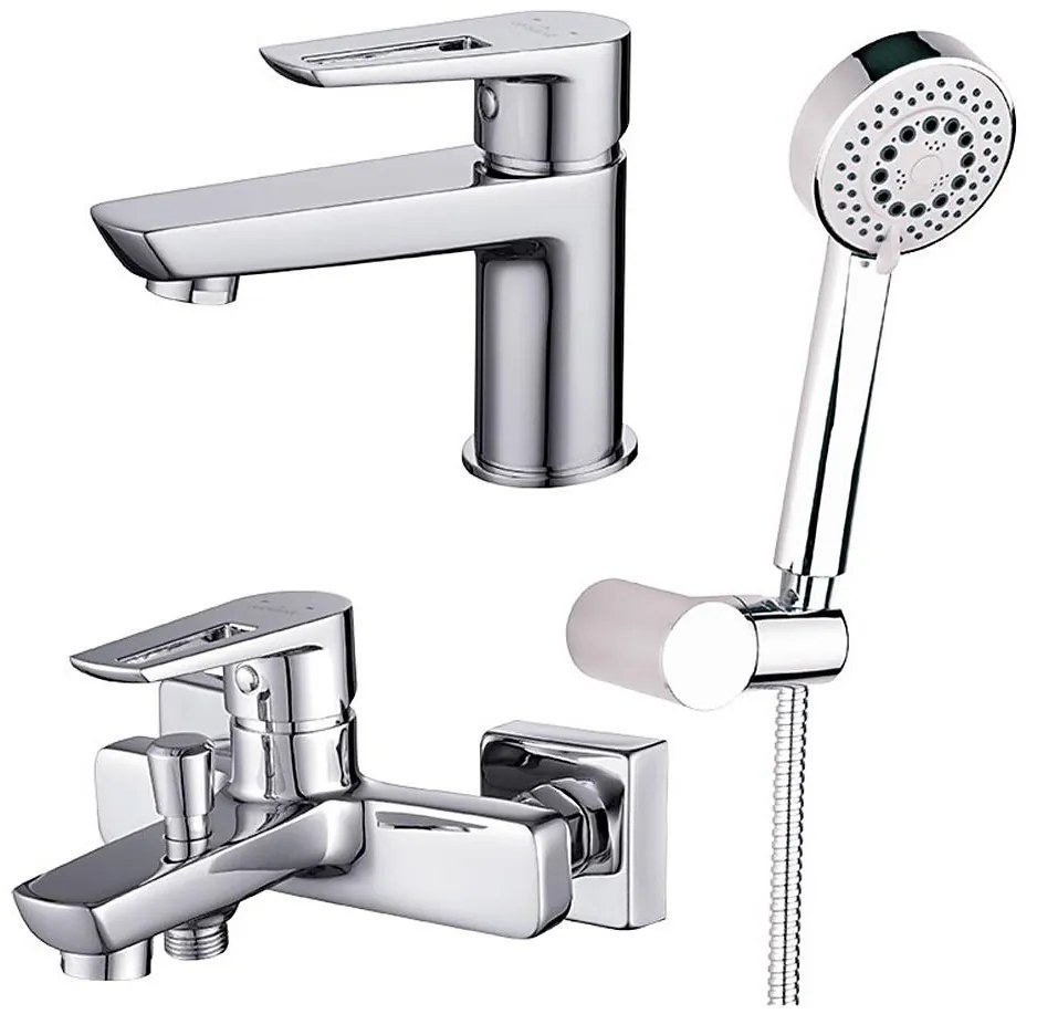 Cersanit S952-003 - комплект вана с батерия + MILLE мивка, хром лъскав