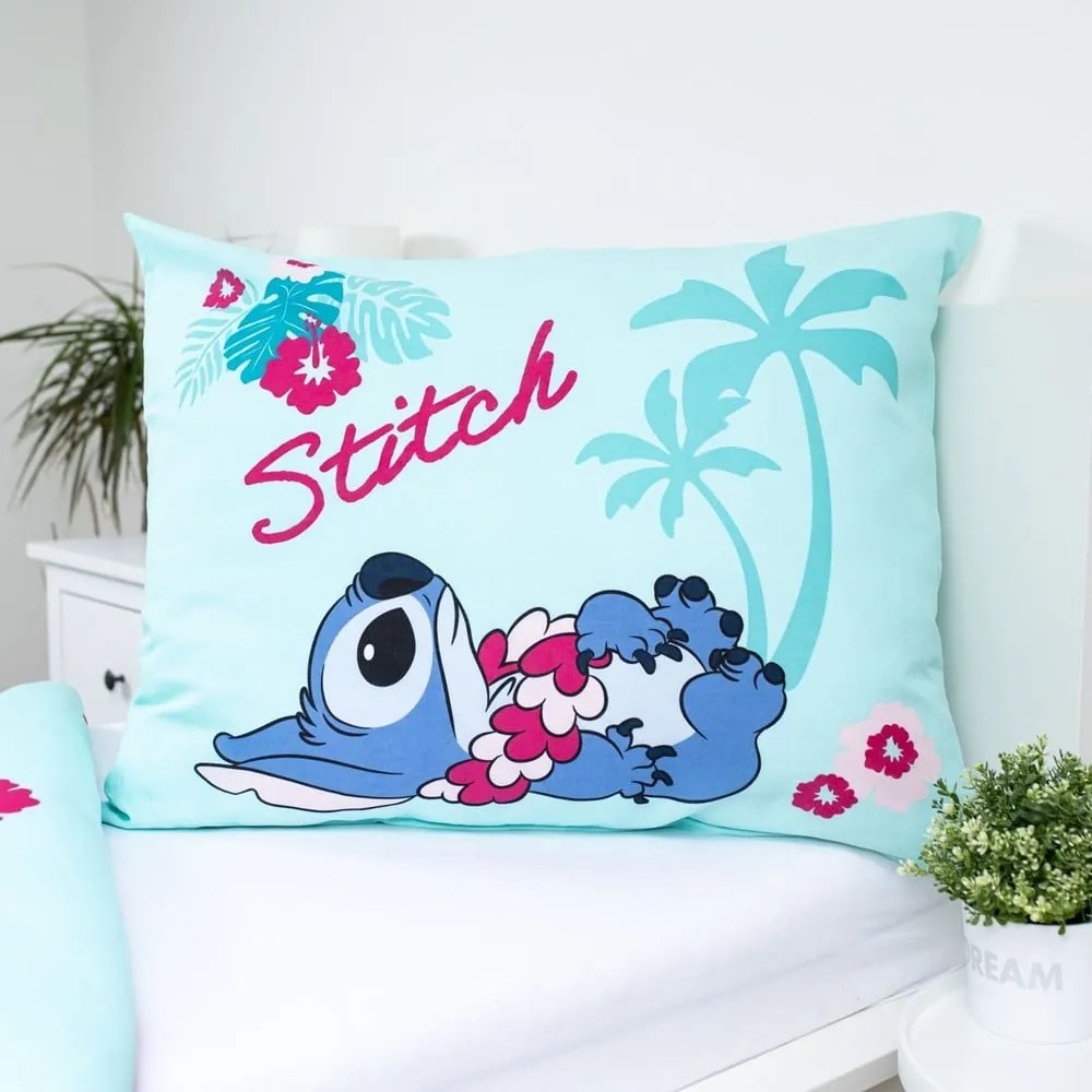 Синьо единично памучно детско спално бельо 140x200 cm Lilo a Stitch "Hawaii" – Jerry Fabrics