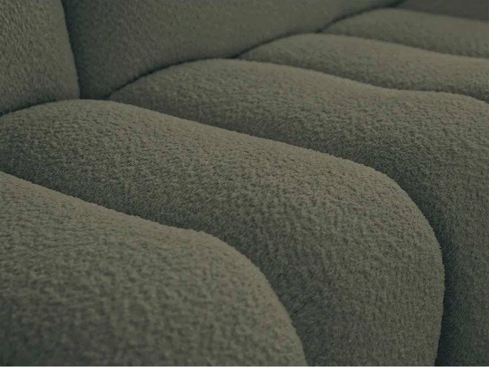 Зелен ъглов диван от прежда с примки от букле (десен ъгъл) Azra – Bobochic Paris