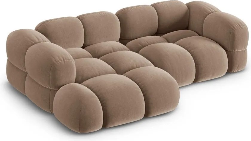 Кафяв кадифен ъглов диван (ляв ъгъл) Loretto – Cosmopolitan Design