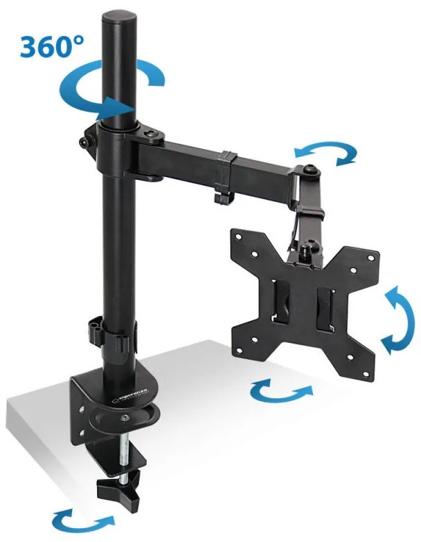 Стойка за монитор Esperanza ERW017, 10"-27", За 1 монитор, VESA 75/100 mm, До 8 кг, Черен