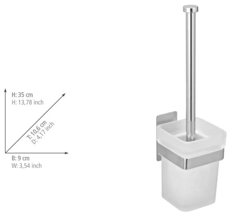 Самозалепваща стъклена четка за тоалетна в лъскаво сребристо Genova – Wenko