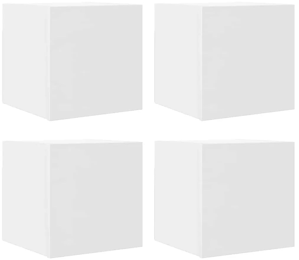 804483 vidaXL ТВ шкафове за стенен монтаж, 4 бр, бели, 30,5x30x30 см