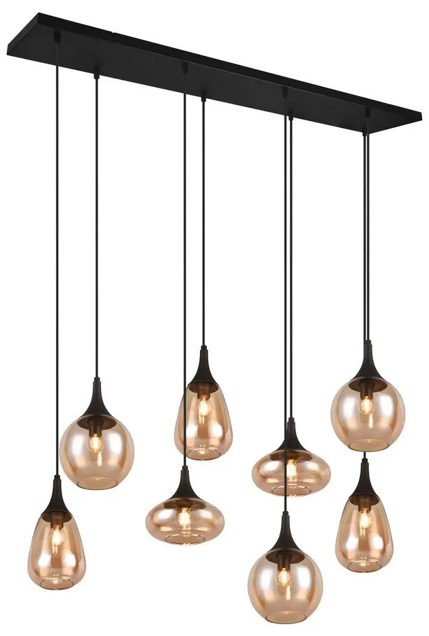 Черно-оранжева висяща лампа със стъклен абажур Lumina - Trio