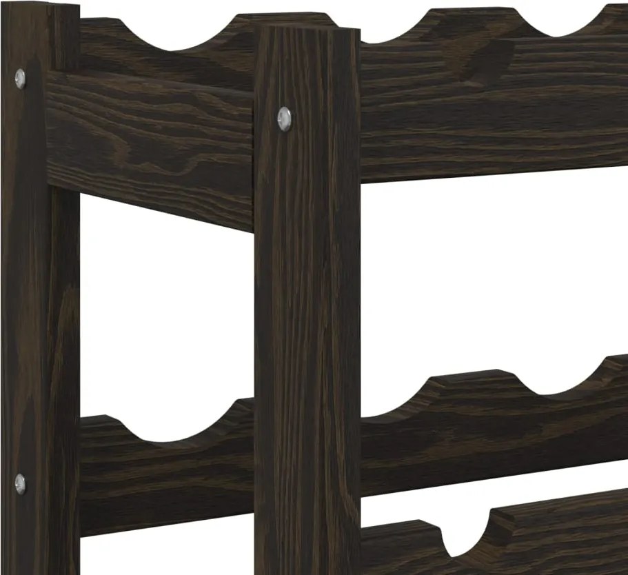 Поставка за вино за 30 бутилки, черна, бор масив