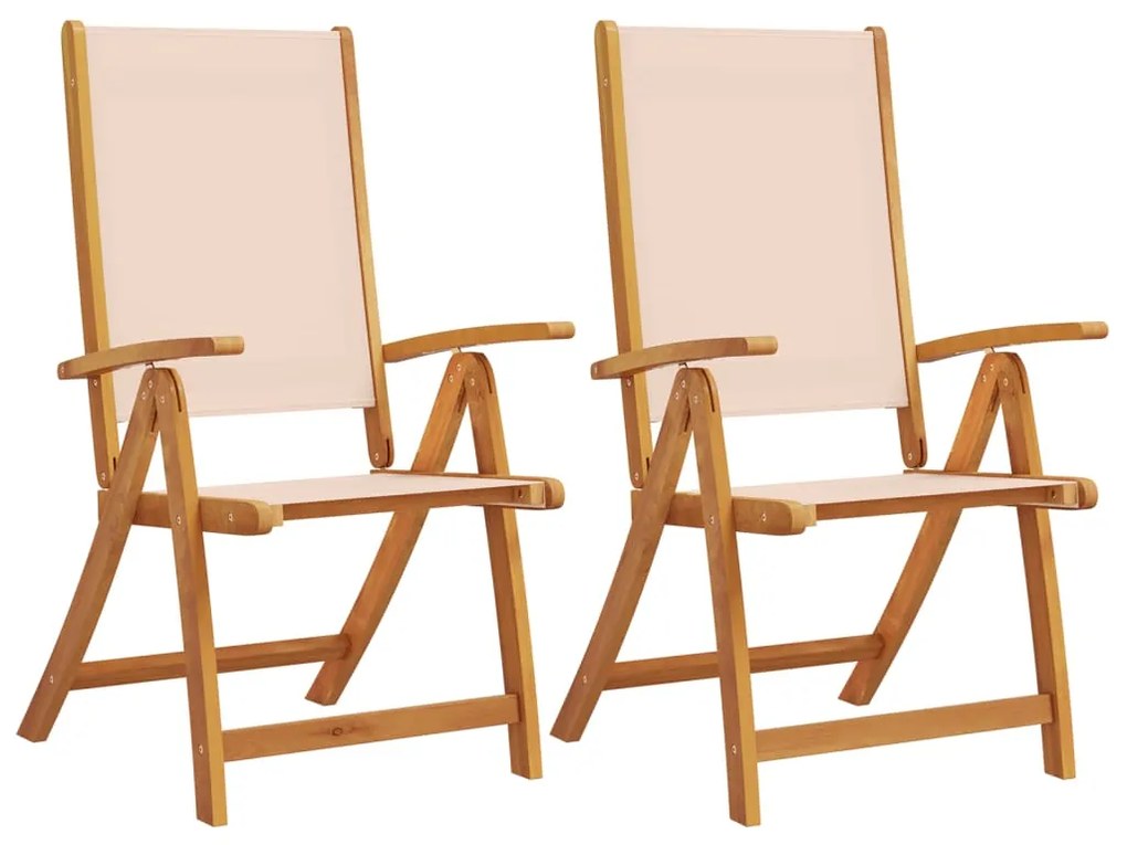 4008420 vidaXL Сгъваеми градински столове, 2 бр, акация масив и textilene