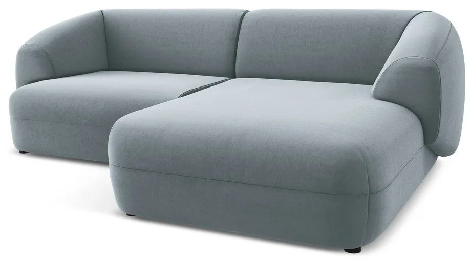 Светлосин кадифен ъглов диван (десен ъгъл) Moana – Makamii