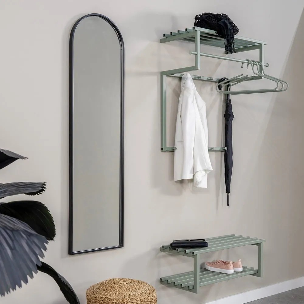 Сиво-зелена метална стенна закачалка с рафт 76 cm Rizzoli – Spinder Design