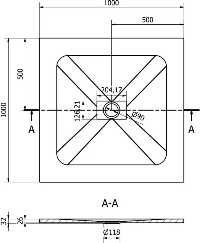 Mexen Hugo квадратен душ поддушник SMC 100 x 100 см, бял - 42101010