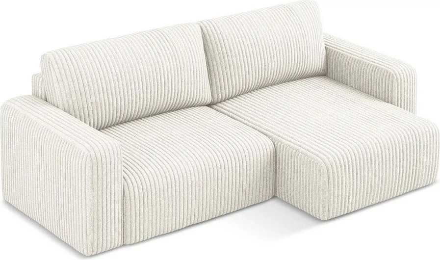 Кремав сгъваем/с място за съхранение ъглов диван от рипсено кадифе (десен ъгъл) Kona – Makamii