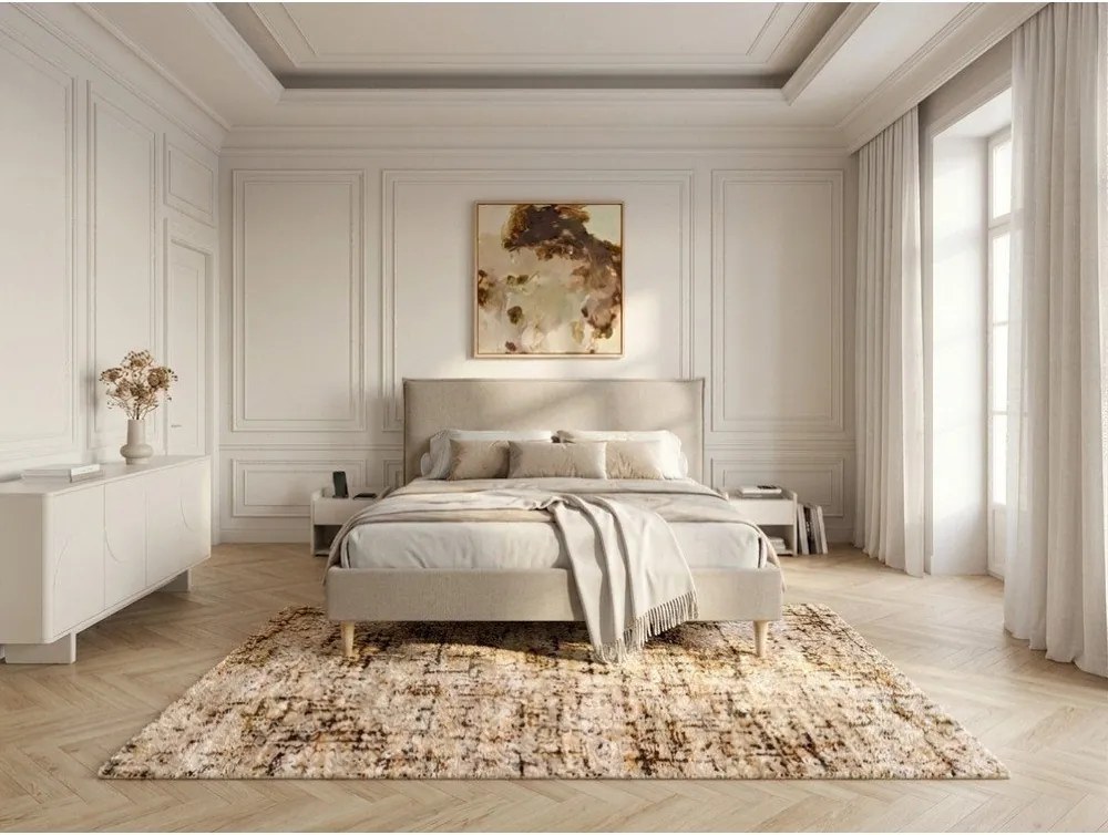 Бежово тапицирано двойно легло с решетка 180x200 cm Sary - Bobochic Paris