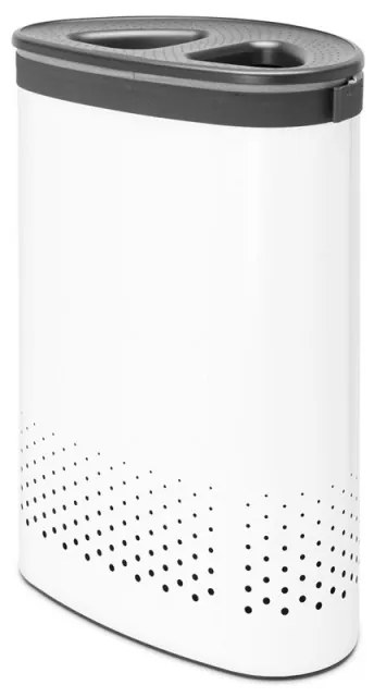 Кош за пране Brabantia Selector 1003787, 55 л, 2 отделения, Вентилационни отвори, Пълнене без отваряне, Бял