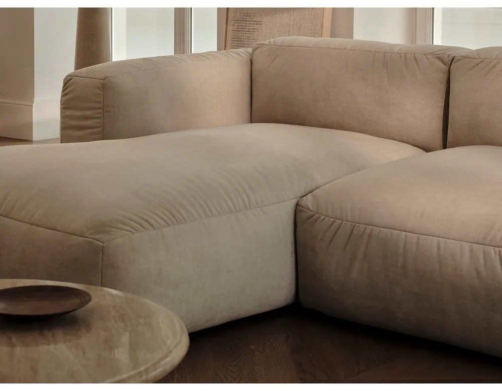 Бежов кадифен модул за диван (среден модул) Martina – Micadoni