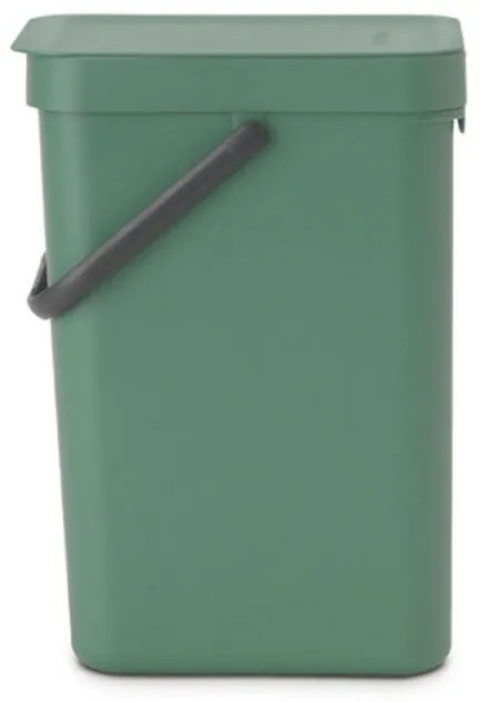 Кош за разделно събиране на боклук Brabantia Sort&Go 1003234, 12 л, Дръжка, Възможност за стенен монтаж, Тъмнозелен