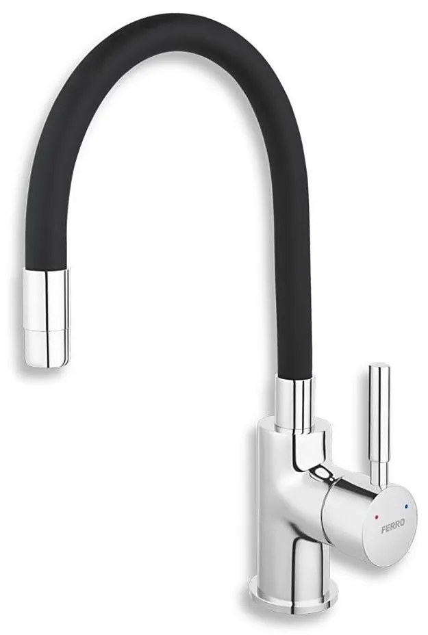 FERRO - Кран за мивка с гъвкаво рамо лъскав хром/матов черен