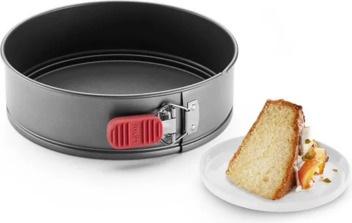 Форма за печене с падащо дъно Lekue 1009475, Ø24 см, Керамично незалепващо покритие, Карбонова стомана, От +4°C до +240°C, Черен/Червен