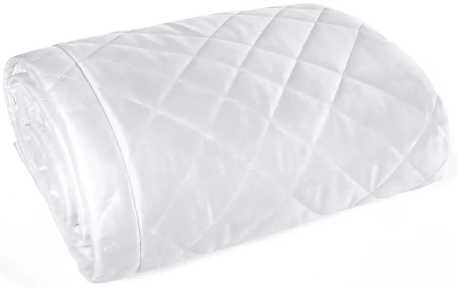 Елегантна кадифена покривка за легло с геометрични стегания - бяла Ширина: 170 см | Дължина: 210 см