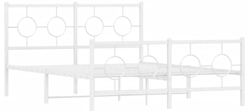 376294 vidaXL Метална рамка за легло с горна и долна табла, бяла, 140x200 см