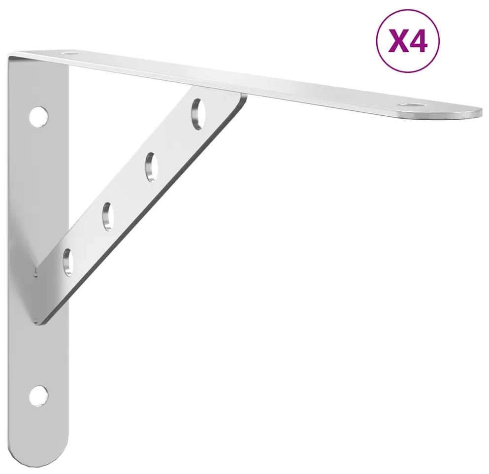 30299 vidaXL Скоби за рафт 4 бр 30x2,5x15,5 см сребрист неръждаема стомана