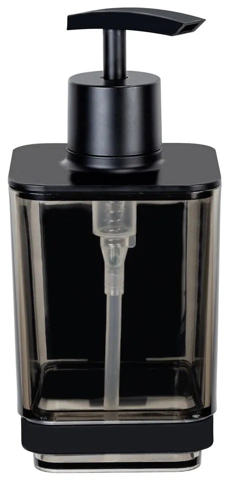 Черен самозалепващ пластмасов диспенсер за сапун 340 ml Quadro – Wenko
