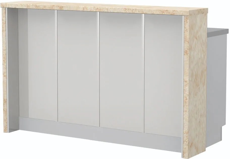 Островна кухненска пейка Modena-Length: 160 cm.-White glossy-Latino Marble