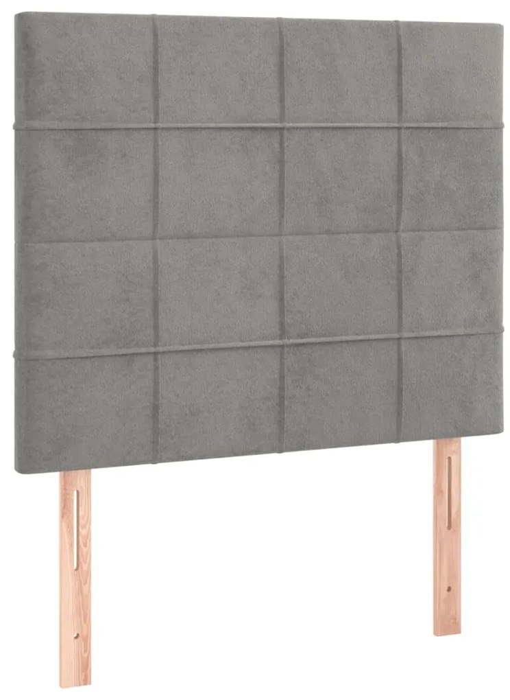 3116374 vidaXL Табла за легло, светло сива, 100x5x118/128 см, кадифе