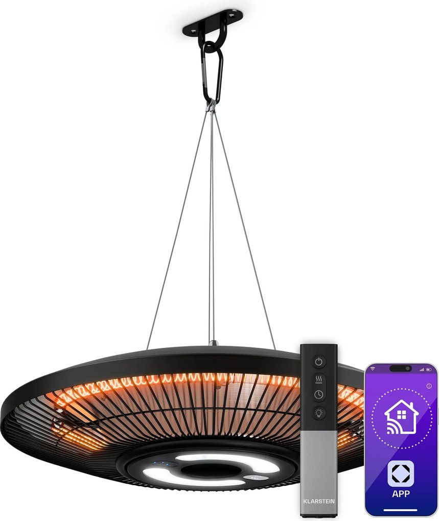 Klarstein LumiHeat инфрачервена отоплителна система за таван | 2000 W | 15 м² | LED осветление | 42 см x 42 см